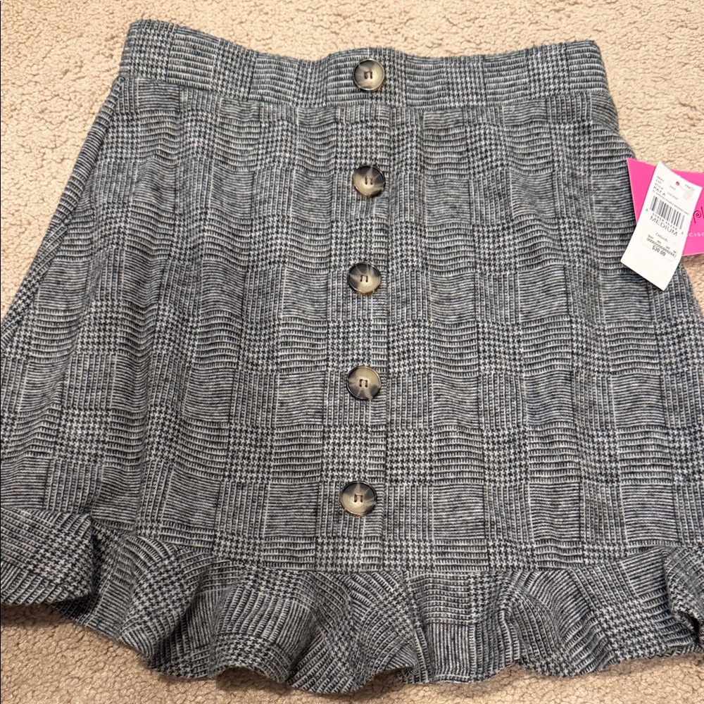 I.N. girl black and white houndstooth ruffle skirt sz youth medium nwt